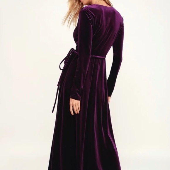 Lulus Velvet Wrap Dress - Picture 3 of 6